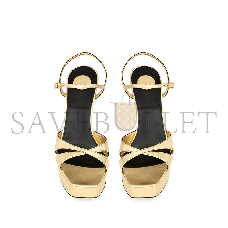 YSL DEBBIE PLATFORM SANDALS IN METALLIC LEATHER 8205790NL008008